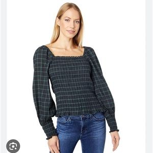 Madewell Lucie Bubble-sleeved Smocked Top Cotton